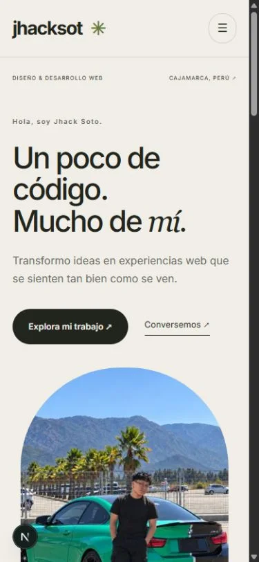 El portafolio de Jhack en móvil
